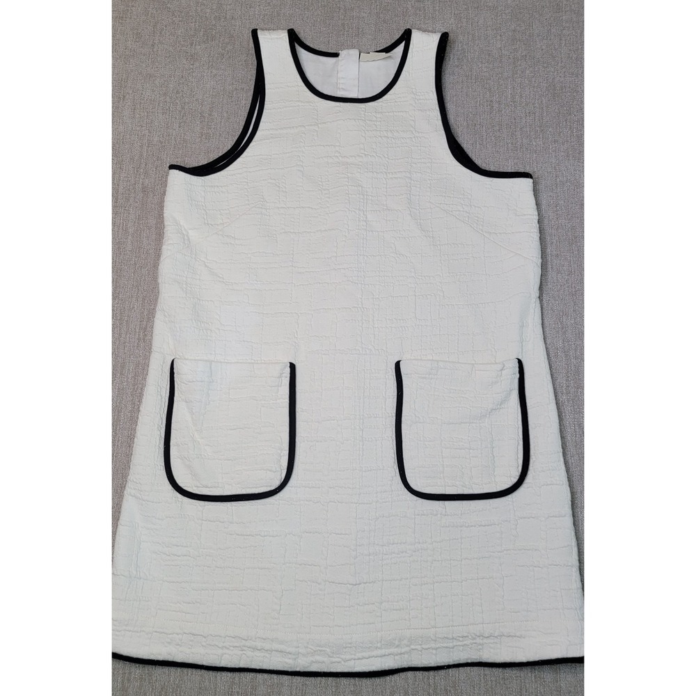 Anthropologie White Midi Dress with Black Trim